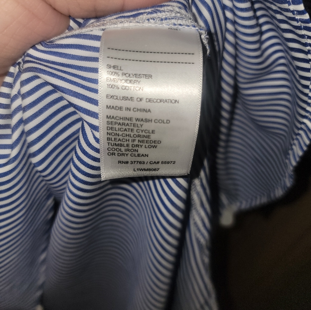 Misses sz M Laundry by Shelli Segal Blue white embroidered Dress Tie Belt - Picture 3 of 10